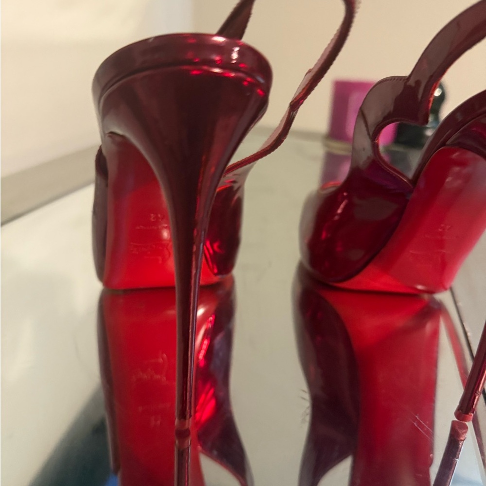 Elegant Red Peep-Toe Stilettos Red Bottoms Authentic - Picture 2 of 6